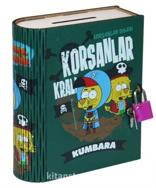 Kral Şakir - Korsanlar Kitap Görünümlü Kilitli Ahşap Kumbara