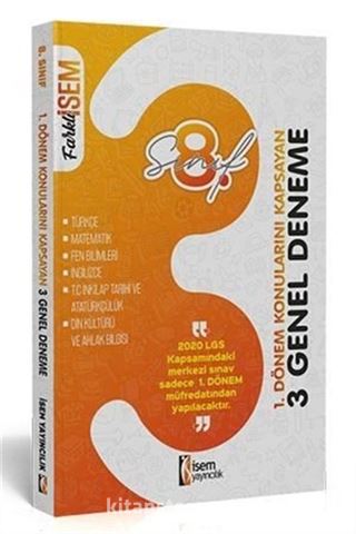2020 LGS Farklı İsem 8.Sınıf 1. Dönem Konularını Kapsayan 3 Genel Deneme