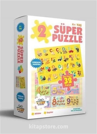 2 Süper Puzzle Alfabe-Sayılar 32 Parça