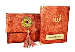Nubuk Kumaş Kaplı ve Çantalı Yasin Kitabı Seti (Turuncu)