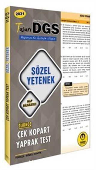 2021 DGS Türkçe Sözel Yetenek Çek Kopart Yaprak Test