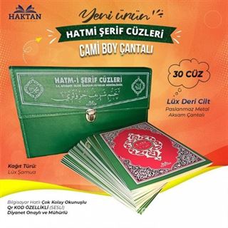Cami Boy Çantalı Hatmi Şerif 30 Cüz Kur'an-ı Kerim (Yeşil Renk)