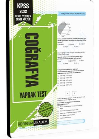 2022 KPSS Genel Yetenek Genel Kültür Coğrafya Yaprak Test