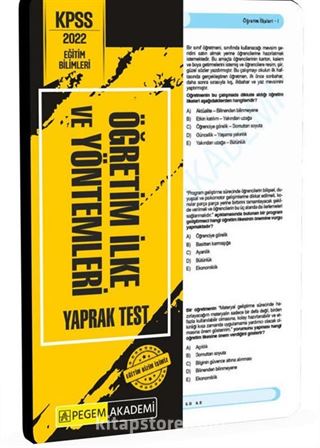 2022 KPSS Eğitim Bilimleri Öğretim İlke ve Yöntemleri Yaprak Test