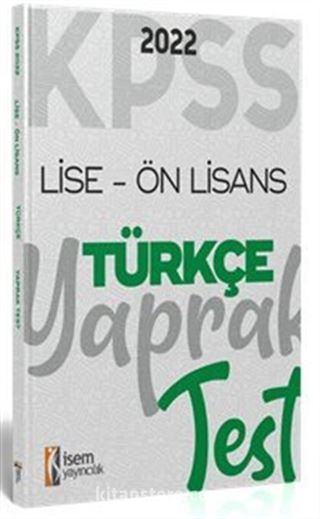 2022 KPSS Ortaöğretim Ön Lisans Genel Kültür Türkçe Yaprak