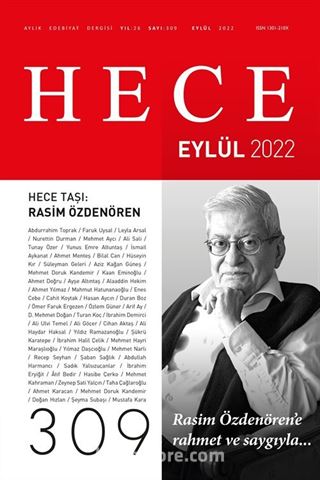 Hece Dergisi Sayı: 309 Aylık Edebiyat Dergisi - Hece Taşı: Rasim Özdenören