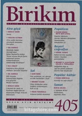 Birikim Aylık Sosyalist Kültür Dergisi Sayı:405 Ocak 2023