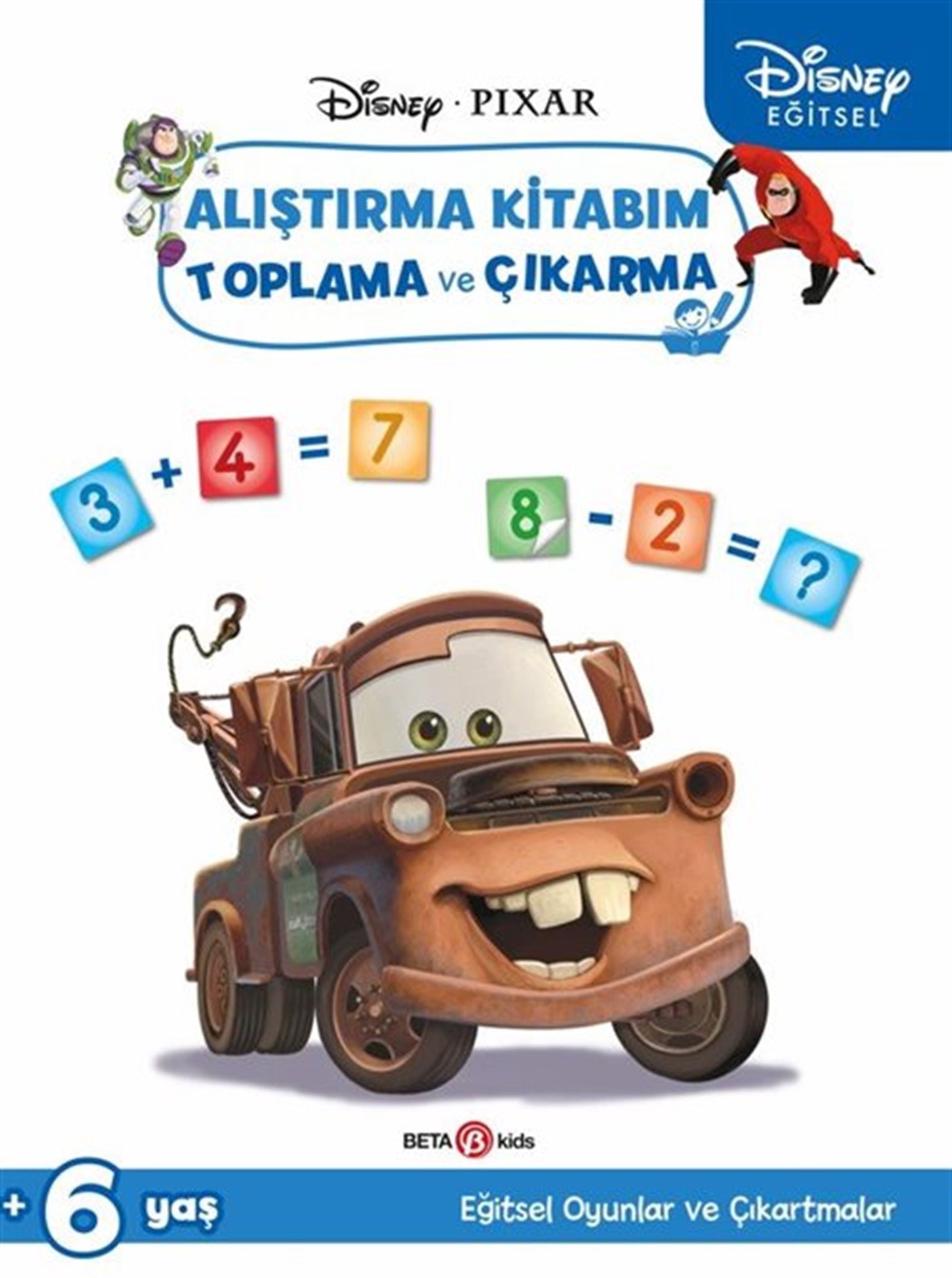 Disney Eğitsel Arabalar Çıkartmalı Alıştırma Kitabım Toplama ve Çıkarma