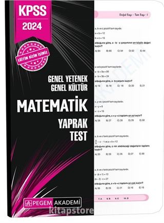 2024 KPSS Genel Yetenek Genel Kültür Matematik Yaprak Test