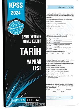 2024 KPSS Genel Yetenek Genel Kültür Tarih Yaprak Test