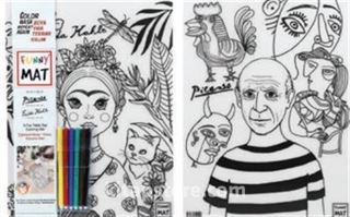 Funny Mat - Pablo Picasso ve Frida Kahlo (6'lı Kalem Hediyeli)