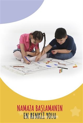 Boyamalı Çocuk Seccadesi ve Tesbih Seti (Mavi) Yıka ve Tekrar Boya