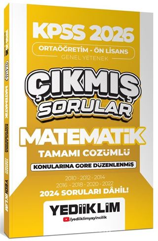 KPSS 2026 Ortaöğretim-Önlisans Matematik Konularına Göre Çıkmış Sorular(2024 Soruları Dahil)
