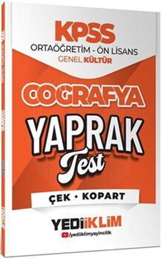 2026 KPSS Ortaöğretim-Önlisans Coğrafya Çek Kopart Yaprak Test