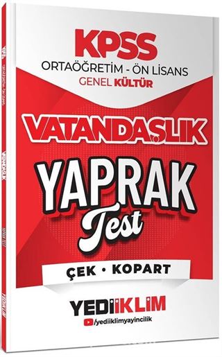 2026 KPSS Ortaöğretim-Önlisans Vatandaşlık Çek Kopart Yaprak Test