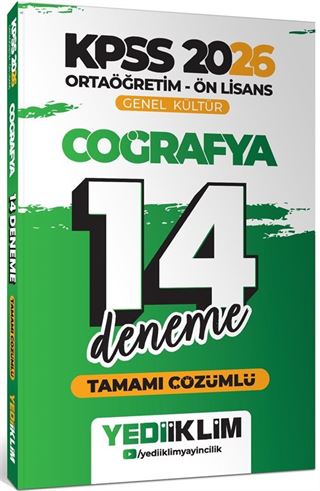 2026 KPSS Ortaöğretim Ön Lisans Genel Kültür Coğrafya Tamamı Çözümlü 14 Deneme