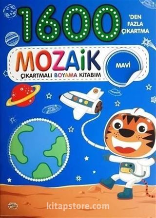 Mozaik Çıkartmalı Boyama Kitabı Mavi 1600'den Fazla Çıkartma