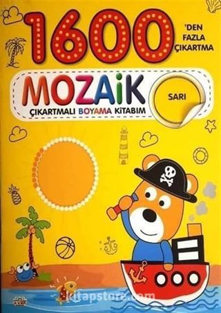 Mozaik Çıkartmalı Boyama Kitabı Sarı 1600'den Fazla Çıkartma