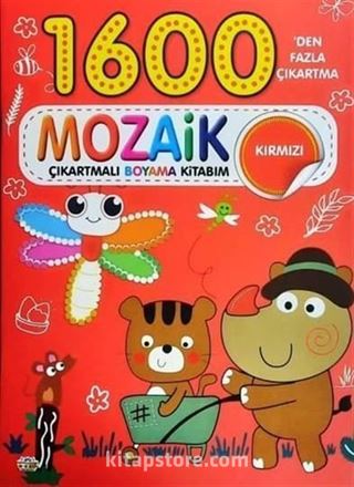 Mozaik Çıkartmalı Boyama Kitabı Kırmızı 1600'den Fazla Çıkartma