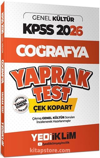 2026 KPSS Genel Kültür Coğrafya Çek Kopart Yaprak Test