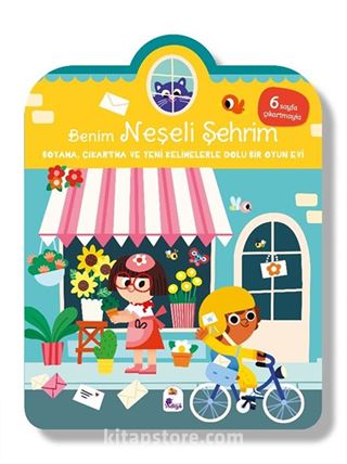 Benim Neşeli Şehrim Boyama, Çıkartma ve Yeni Kelimelerle Dolu Bir Oyun Evi (6 Sayfa Çıkartmasıyla)