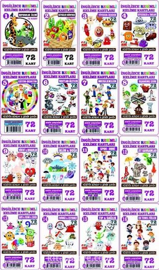 İngilizce Resimli Kelime Kartları Takım (1-16) 1152 Kart