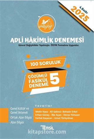 İmtiyaz Adli Hakimlik Sınavı Çözümlü 5 Deneme 2025