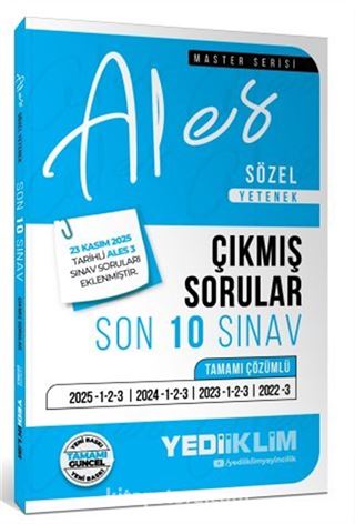 2026 ALES Sözel Yetenek Tamamı Çözümlü Son 10 Sınav Çıkmış Sorular (23 Kasım 2025 Ales-3 Ekli)