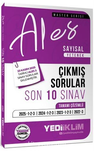 2026 ALES Sayısal Yetenek Tamamı Çözümlü Son 10 Sınav Çıkmış Sorular (23 Kasım 2025 Ales-3 Ekli)