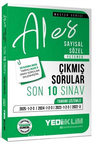2026 ALES Sayısal Sözel Yetenek Tamamı Çözümlü Son 10 Sınav Çıkmış Sorular (23 Kasım 2025 Ales-3 Ekli)