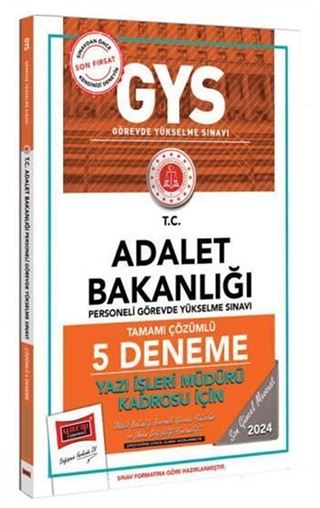 GYS Adalet Bakanlığı Yazı İşleri Müdürü Kadrosu İçin Tamamı Çözümlü 5 Deneme