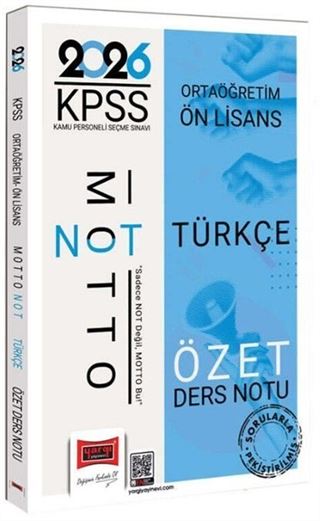 2026 KPSS Ortaöğretim Ön Lisans Motto Serisi Türkçe Özet Ders Notu