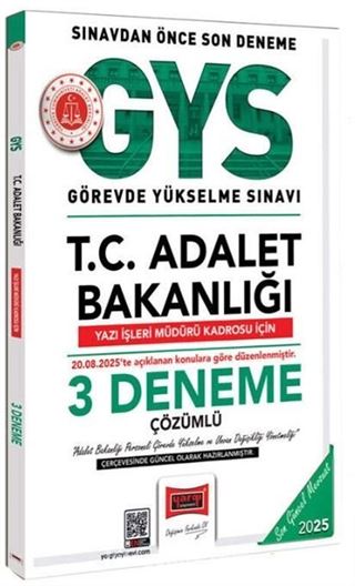 2025 GYS T.C. Adalet Bakanlığı Yazı İşleri Müdürü Kadrosu İçin 3 Deneme