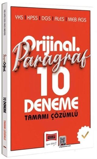 YKS KPSS DGS ALES MEB-AGS Orijinal Paragraf Tamamı Çözümlü 10 Deneme