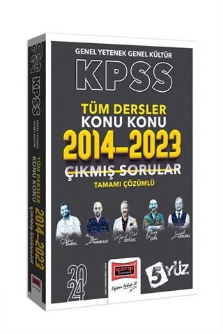 2024 KPSS 5Yüz GK-GY Tüm Dersler Tamamı Çözümlü Son 10 Yıl Konu Konu Çıkmış Sorular (2014-2023)