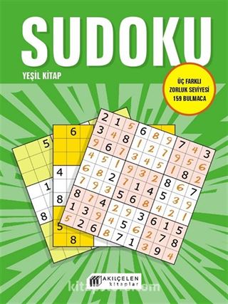 Sudoku Yeşil Kitap / Üç Farklı Zorluk Seviyesi 159 Bulmaca