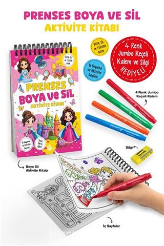 Prenses / Boya ve Sil Aktivite Kitabı / 3 Yaş +