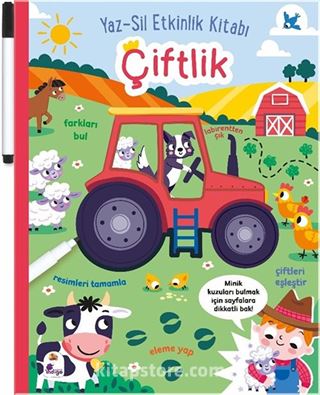 Yaz-Sil Etkinlik Kitabı Çiftlik (Kalemli)