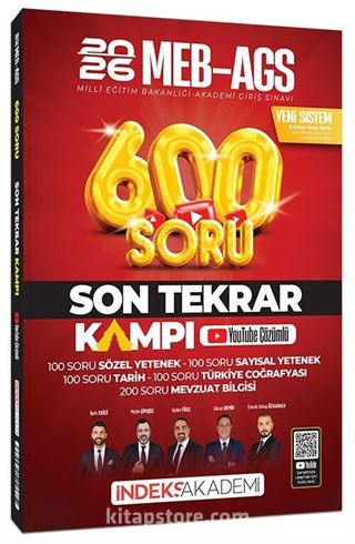 2026 MEB-AGS Son Tekrar Kampı 600 Soru Bankası Youtube Video Çözümlü