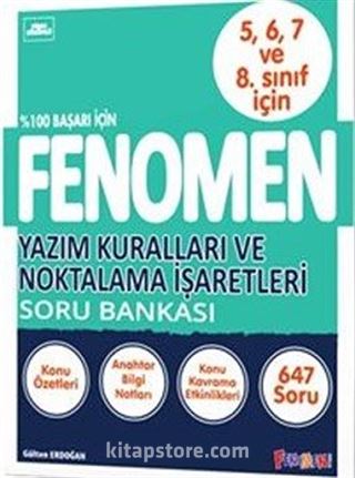 Fenomen 5, 6, 7. Sınıf Yazım Kuralları ve Noktalama İşaretleri Soru Bankası (Video Çözümlü)