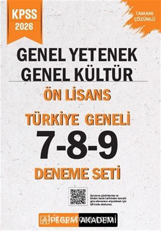 2026 KPSS Genel Yetenek Genel Kültür Lise-Ön Lisans Tamamı Çözümlü Türkiye Geneli 7-8-9 (3'lü Deneme Seti)
