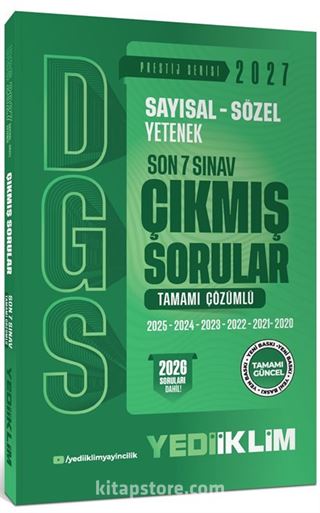 2027 DGS Sayısal-Sözel Yetenek Son 7 Sınav Tamamı Çözümlü Çıkmış Sorular (2026 dahil)