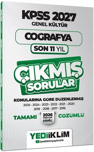 2027 KPSS Genel Kültür Coğrafya Konularına Göre Tamamı Çözümlü Son 11 Yıl Çıkmış Sorular